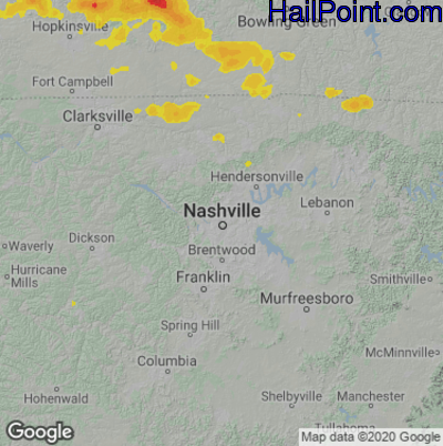 Hail Map for Nashville, TN Region on May 9, 2023