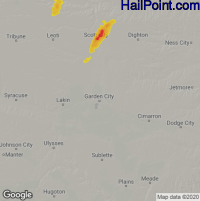 Hail Map for Garden City, KS Region on May 9, 2023