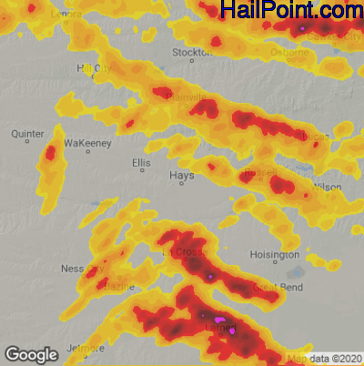 Hail Map for Hays, KS Region on May 9, 2023 