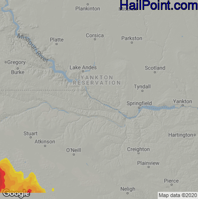 Hail Map for Grand Island, NE Region on May 9, 2023