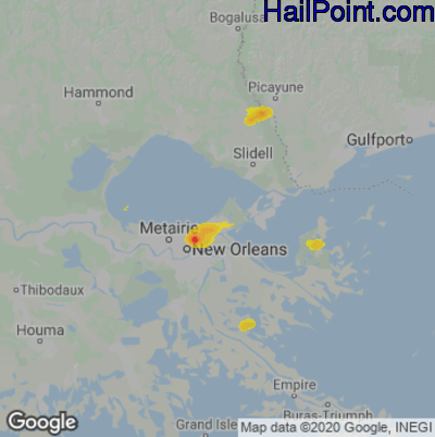 Hail Map for New Orleans, LA Region on May 9, 2023 