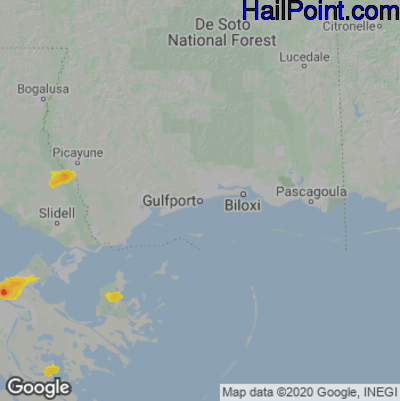 Hail Map for Gulfport, MS Region on May 9, 2023