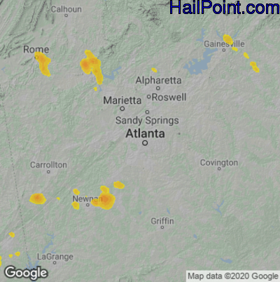 Hail Map for Atlanta, GA Region on May 9, 2023 