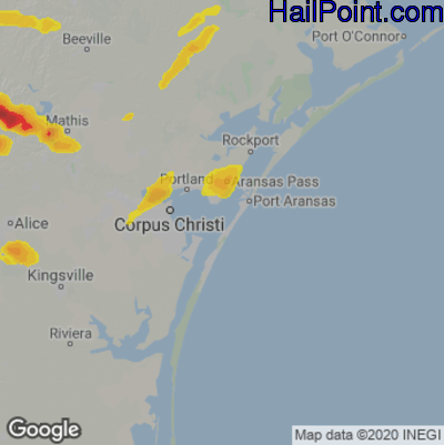 Hail Map for Corpus Christi, TX Region on May 9, 2023