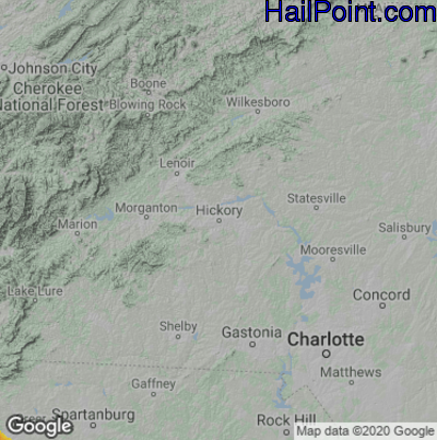 Hail Map for Hickory, NC Region on May 9, 2023