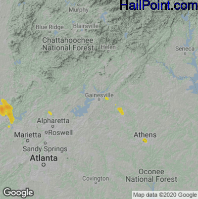 Hail Map for Gainsville, GA Region on May 9, 2023