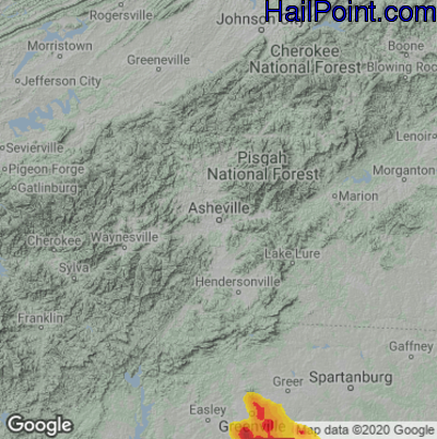 Hail Map for Asheville, NC Region on May 9, 2023