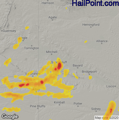 Hail Map for Scottsbluff, NE Region on May 9, 2023