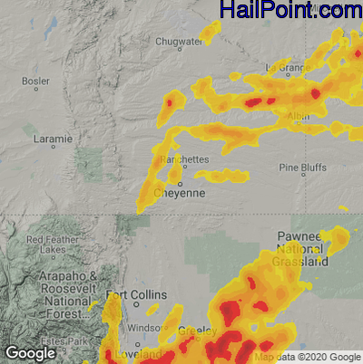 Hail Map for Cheyenne, WY Region on May 9, 2023 