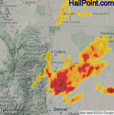 Hail Map for Fort Collins, CO Region on May 9, 2023 