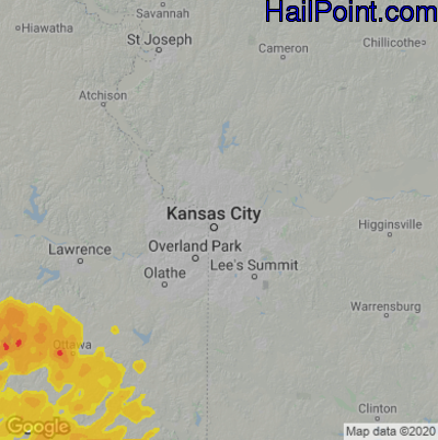 Hail Map for Kansas City, MO Region on May 9, 2023