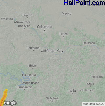 Hail Map for Jefferson City, MO Region on May 9, 2023
