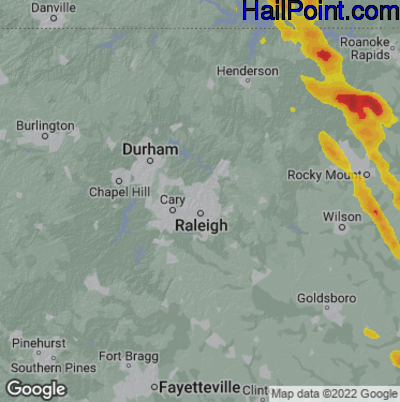Hail Map for Raleigh, NC Region on May 9, 2023