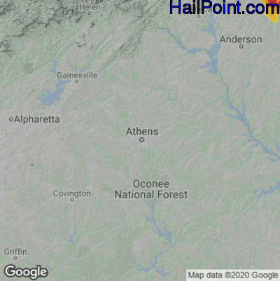 Hail Map for Athens, GA Region on May 9, 2023