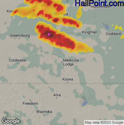 Hail Map for Medicine Lodge, KS Region on May 9, 2023