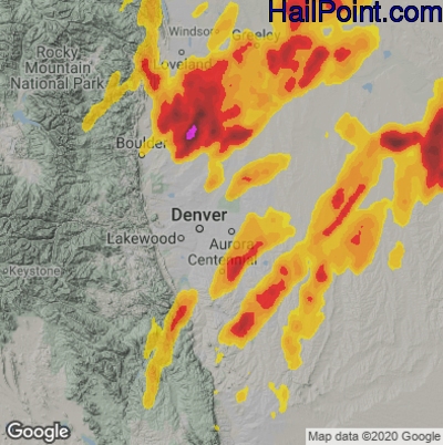 Hail Map for Denver, CO Region on May 10, 2023 