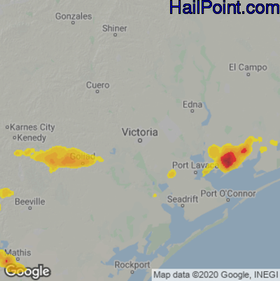 Hail Map for Victoria, TX Region on May 10, 2023