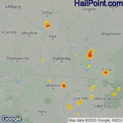 Hail Map for Valdosta, GA Region on May 10, 2023