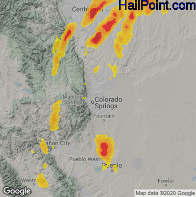 Hail Map for Colorado Springs, CO Region on May 10, 2023 