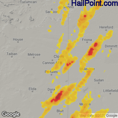 Hail Map for Clovis, NM Region on May 10, 2023