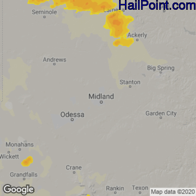 Hail Map for Midland, TX Region on May 11, 2023 