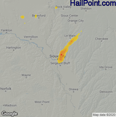 Hail Map for Sioux City, IA Region on May 11, 2023