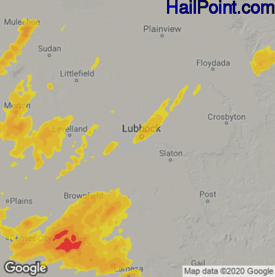 Hail Map for Lubbock, TX Region on May 11, 2023 
