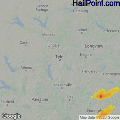 Hail Map for Tyler, TX Region on May 11, 2023 