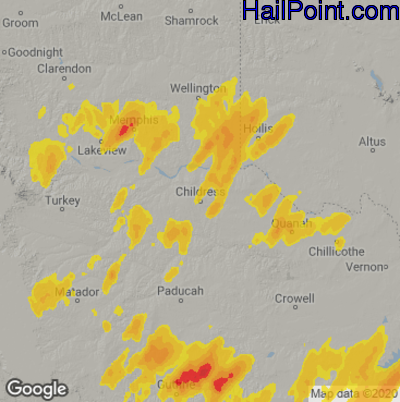 Hail Map for Childress, TX Region on May 11, 2023