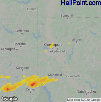 Hail Map for Shreveport, LA Region on May 11, 2023