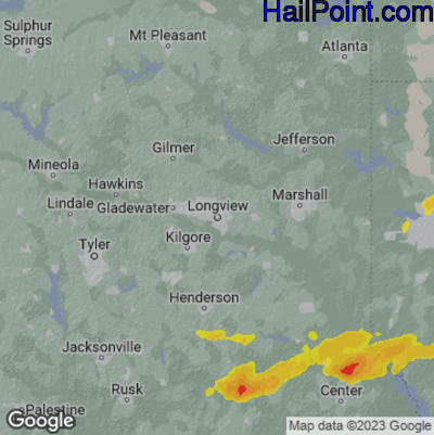 Hail Map for Long View, TX Region on May 11, 2023