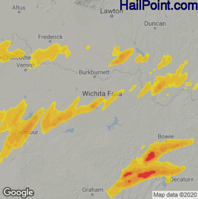 Hail Map for Wichita Falls, TX Region on May 11, 2023