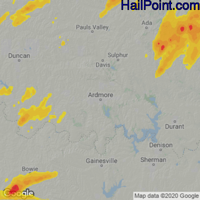 Hail Map for Ardmore, OK Region on May 11, 2023