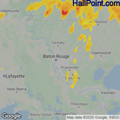 Hail Map for Baton Rouge, LA Region on May 11, 2023