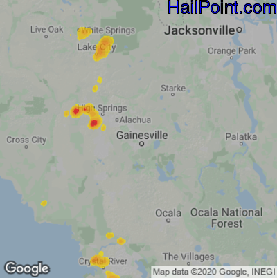 Hail Map for Gainesville, FL Region on May 11, 2023