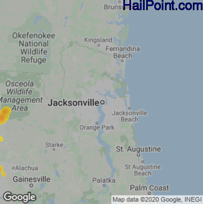 Hail Map for Jacksonville, FL Region on May 11, 2023