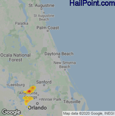 Hail Map for Daytona Beach, FL Region on May 11, 2023