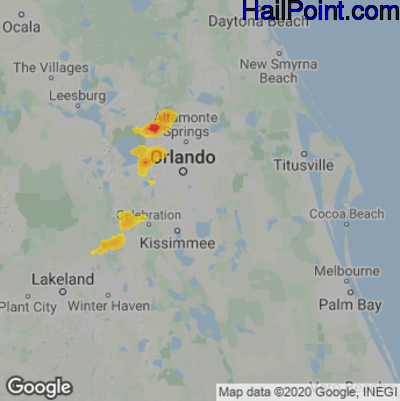 Hail Map for Orlando, FL Region on May 11, 2023