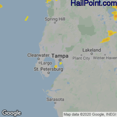 Hail Map for Tampa, FL Region on May 11, 2023
