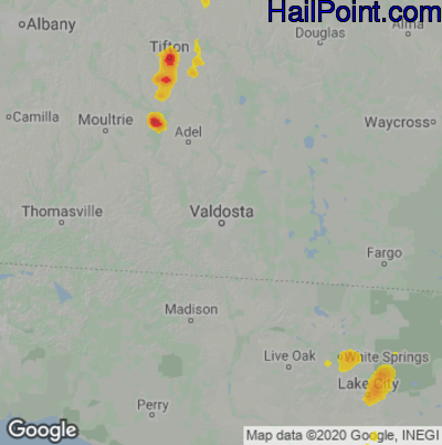 Hail Map for Valdosta, GA Region on May 11, 2023