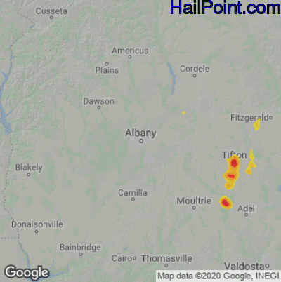 Hail Map for Albany, GA Region on May 12, 2023