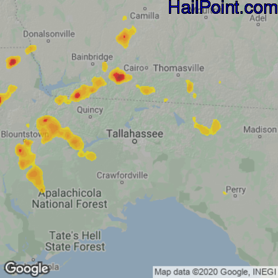 Hail Map for Tallahassee, FL Region on May 12, 2023 
