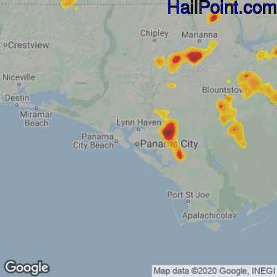 Hail Map for Panama City, FL Region on May 12, 2023