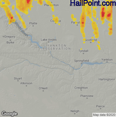 Hail Map for Grand Island, NE Region on May 12, 2023