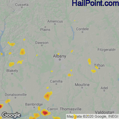 Hail Map for Albany, GA Region on May 12, 2023