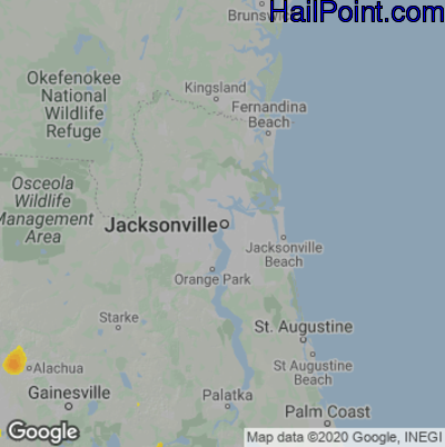 Hail Map for Jacksonville, FL Region on May 12, 2023 