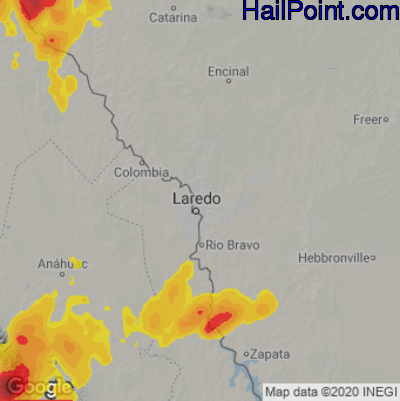 Hail Map for Laredo, TX Region on May 12, 2023