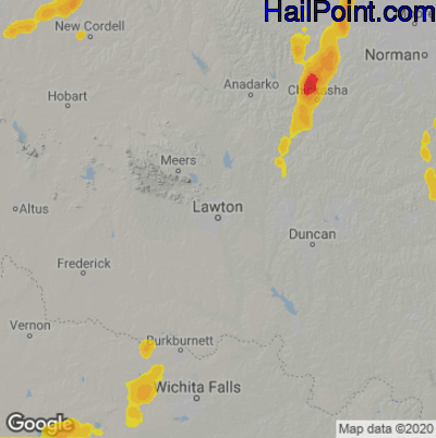Hail Map for Lawton, OK Region on May 12, 2023
