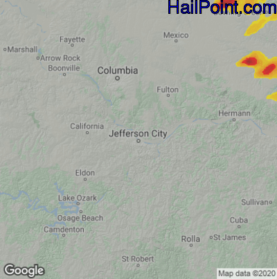 Hail Map for Jefferson City, MO Region on May 13, 2023 