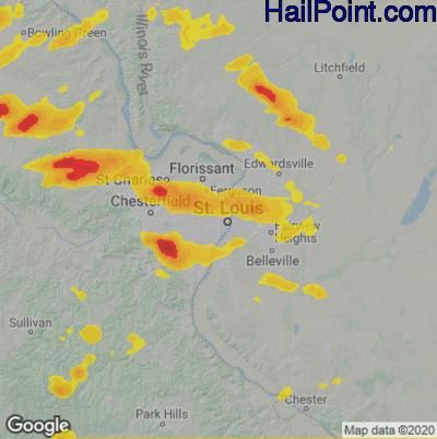 Hail Map for St. Louis, MO Region on May 13, 2023 